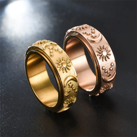 Relaxing Ring With Star And Moon Unisex Ring - Men and Women