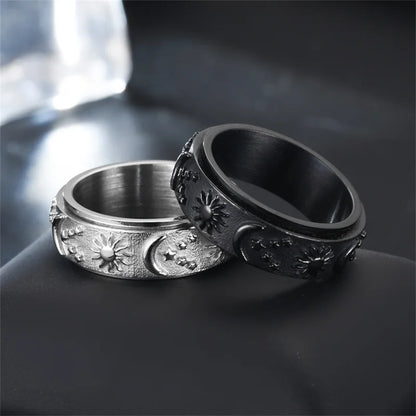 Relaxing Ring With Star And Moon Unisex Ring - Men and Women