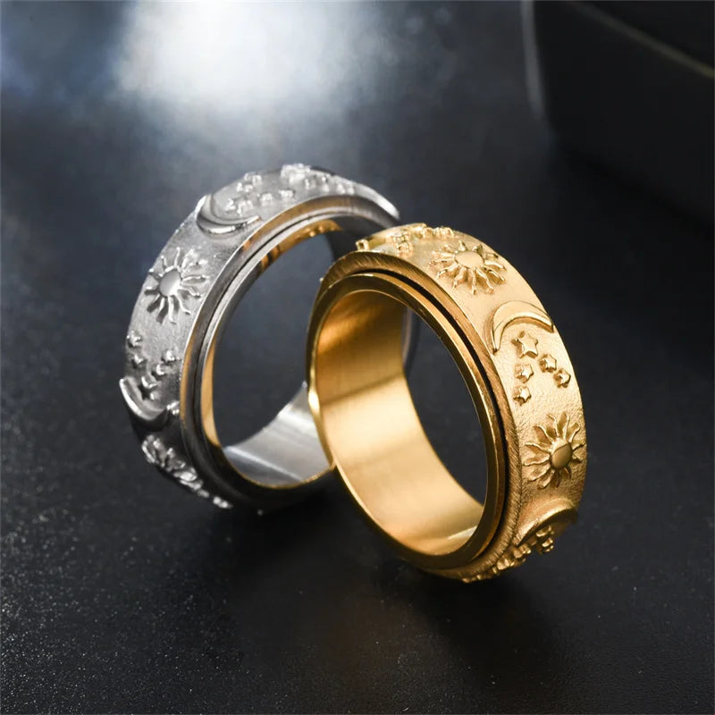 Relaxing Ring With Star And Moon Unisex Ring - Men and Women