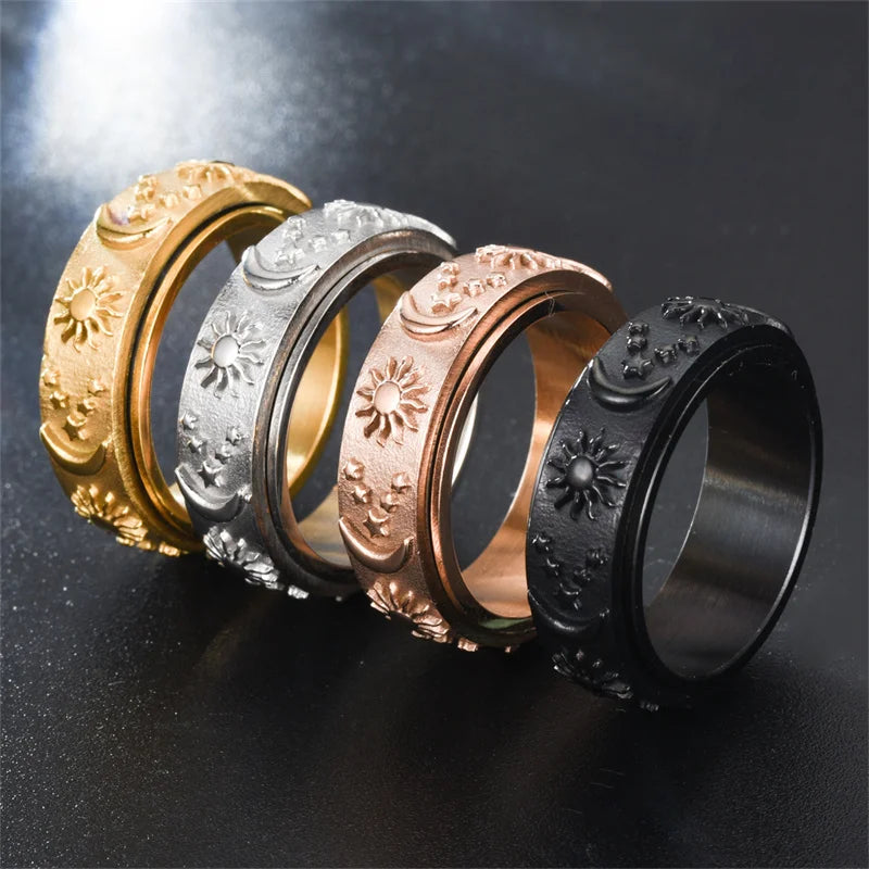 Relaxing Ring With Star And Moon Unisex Ring - Men and Women