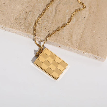 GOLD Colour Checked Necklace Men