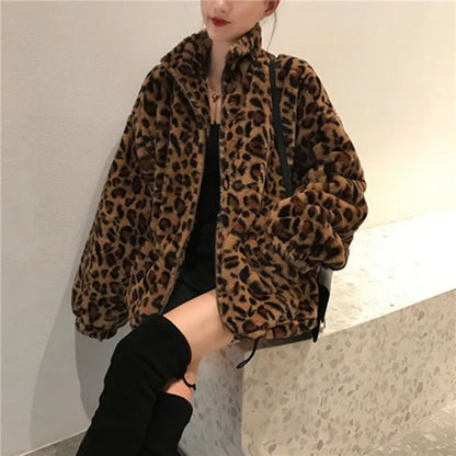 Winter Leopard Print Jacket Women