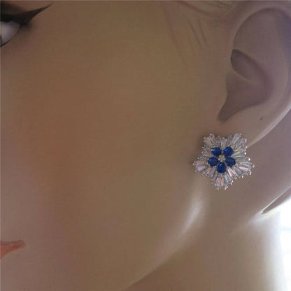 Blue Cubic Zirconia Stud Earrings for Women