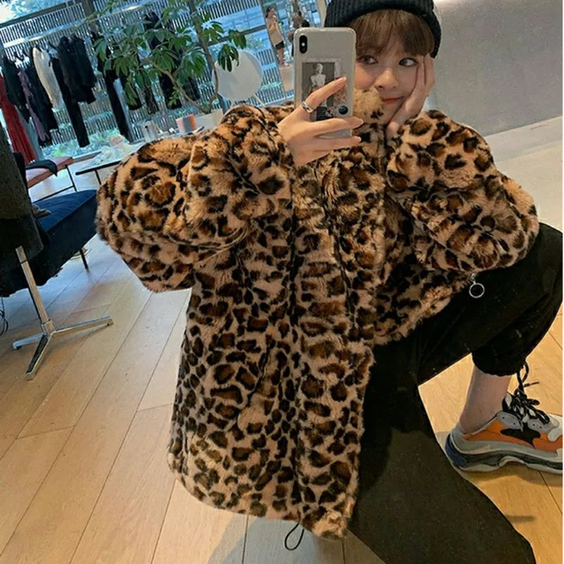 Winter Leopard Print Jacket Women