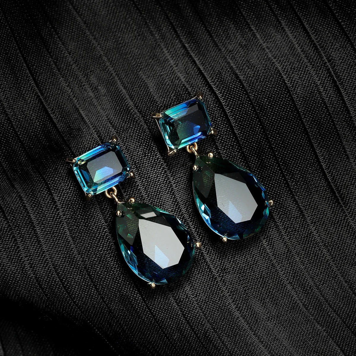 Blue Green Water Drop Earrings Women