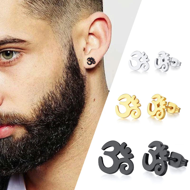 AUM STUD EARRING STAINLESS STEEL