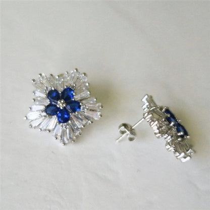 Blue Cubic Zirconia Stud Earrings for Women