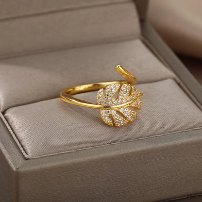 Palm Leaf Shape Rings For Women