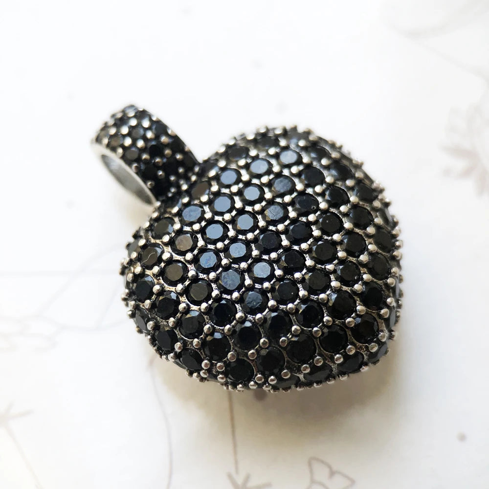 Pendant Black Heart Pave For Woman