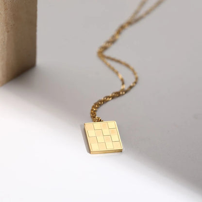 GOLD Colour Checked Necklace Men