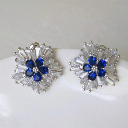 Blue Cubic Zirconia Stud Earrings for Women