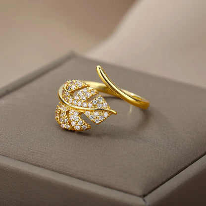 Palm Leaf Shape Rings For Women