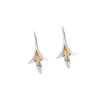 Imitation silver Long Flower Earrings For Women