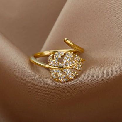 Palm Leaf Shape Rings For Women