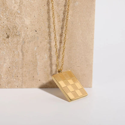 GOLD Colour Checked Necklace Men