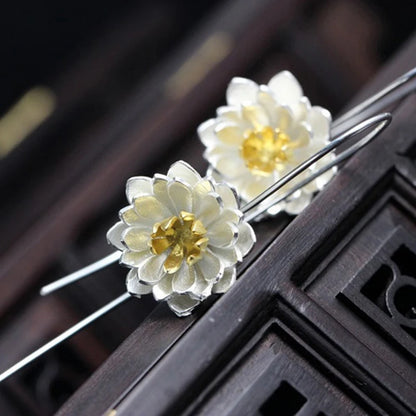 Imitation silver Long Flower Earrings For Women