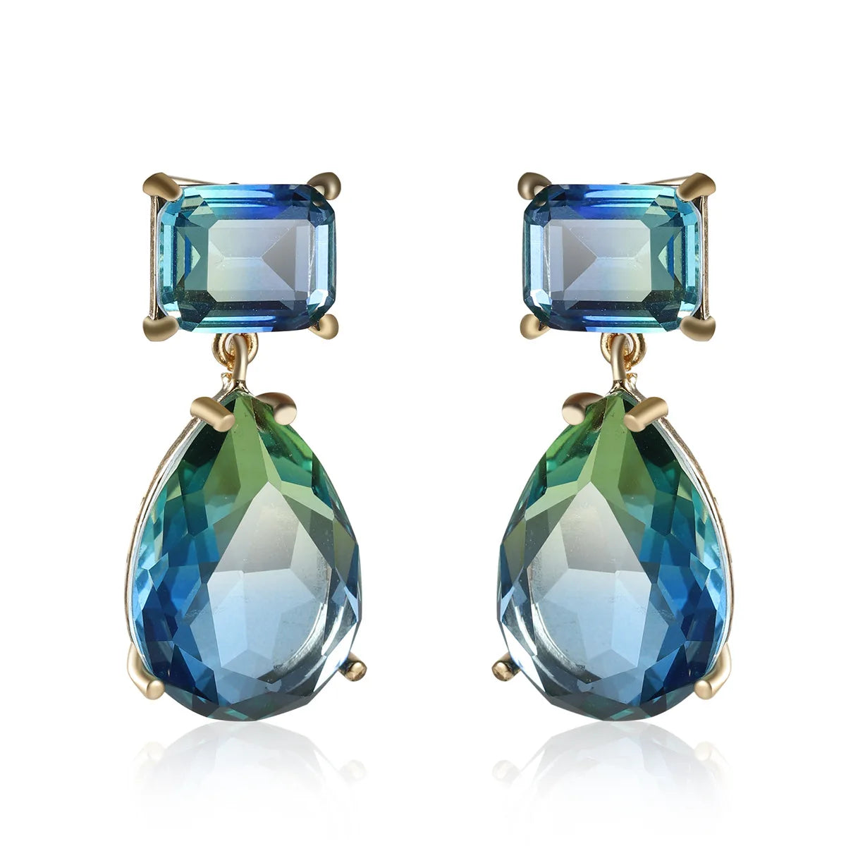 Blue Green Water Drop Earrings Women