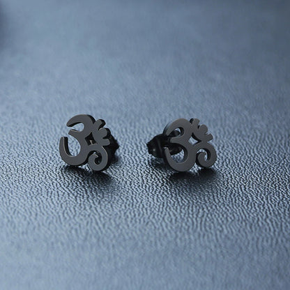 AUM STUD EARRING STAINLESS STEEL