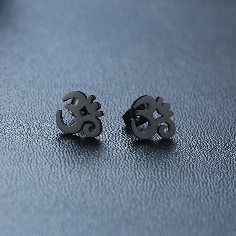 AUM STUD EARRING STAINLESS STEEL