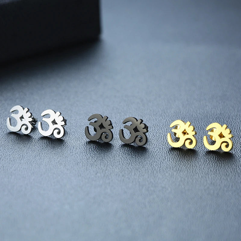 AUM STUD EARRING STAINLESS STEEL