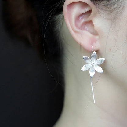 Imitation silver Long Flower Earrings For Women