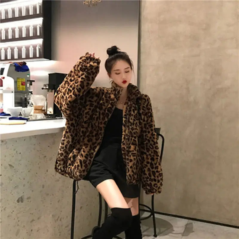 Winter Leopard Print Jacket Women