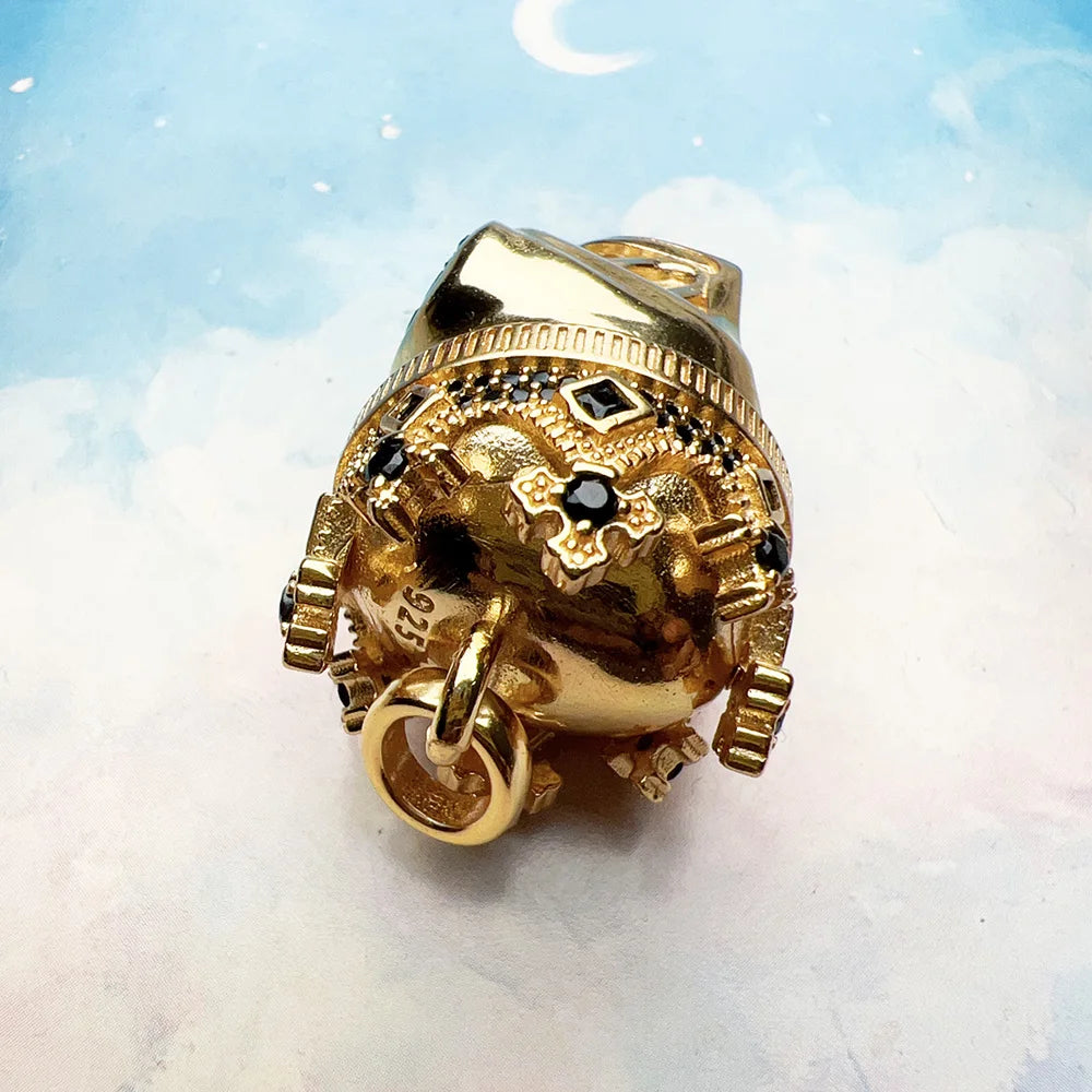 Pendant Golden Skull King with Crown For Men