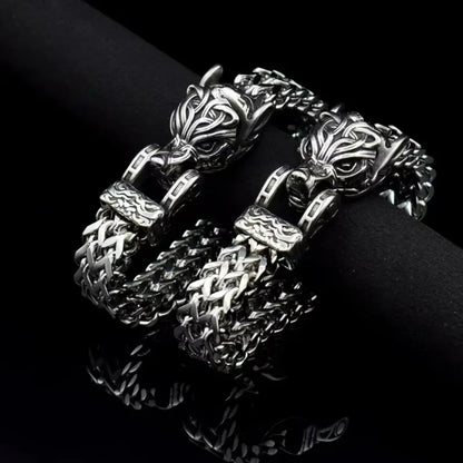 Stainless Steel Wolf Buckle Chain Bracelet for Men