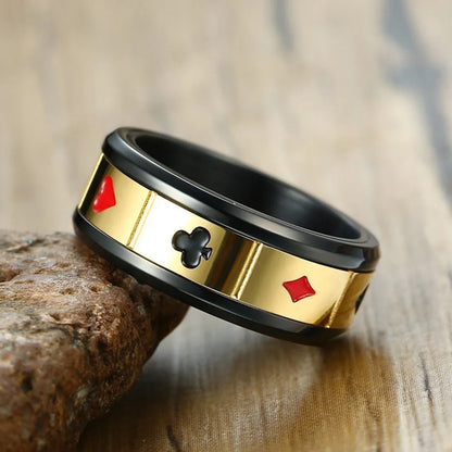 Poker Ring Men's Playing Card Rotatable Ring Bracelet