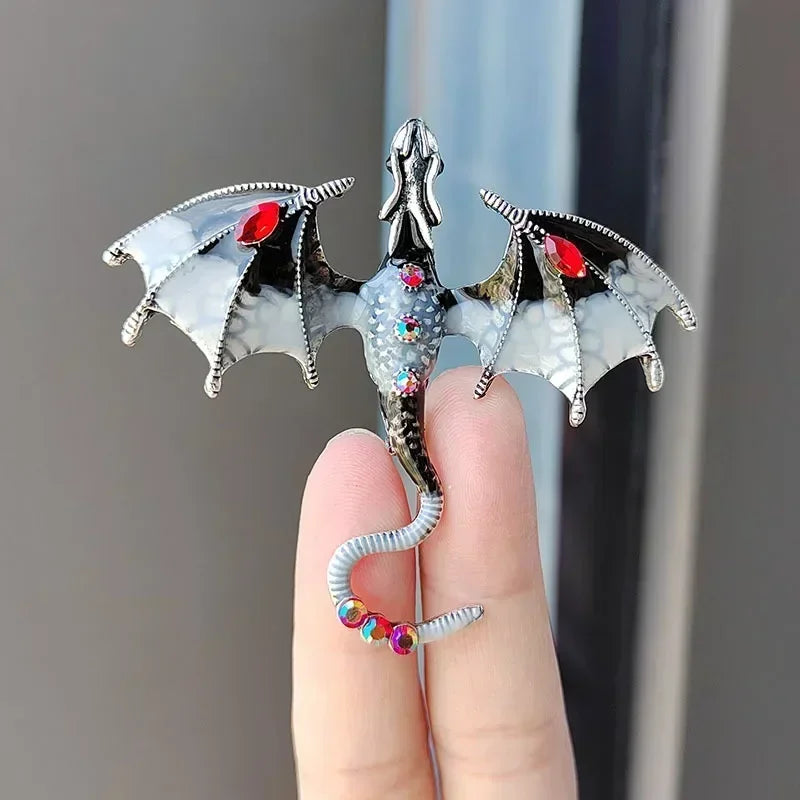 Retro Enamel Dragon Brooches for Women