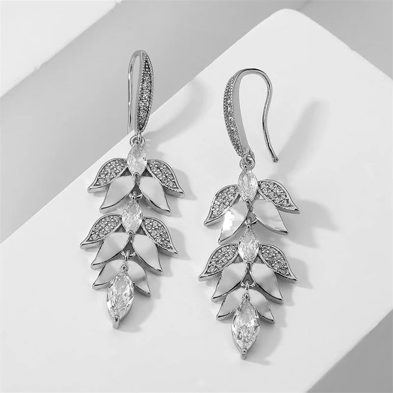 Gold/Silver Color Women Luxury Leaf Earrings