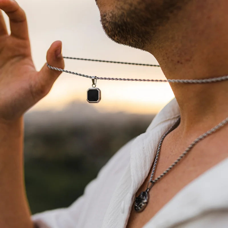 Geometric Square Necklaces for Men