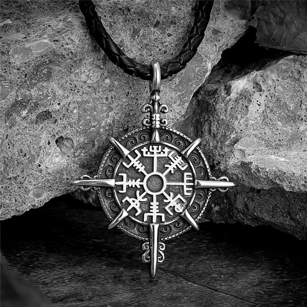 Mens Compass Necklaces Stainless Steel