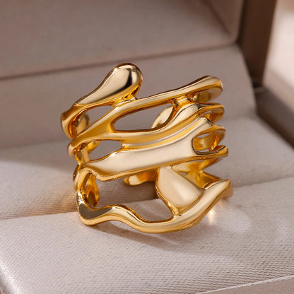 Ring for Women Stainless Steel Gold Color Rings Female Vintage Jewellery Finger Accessories