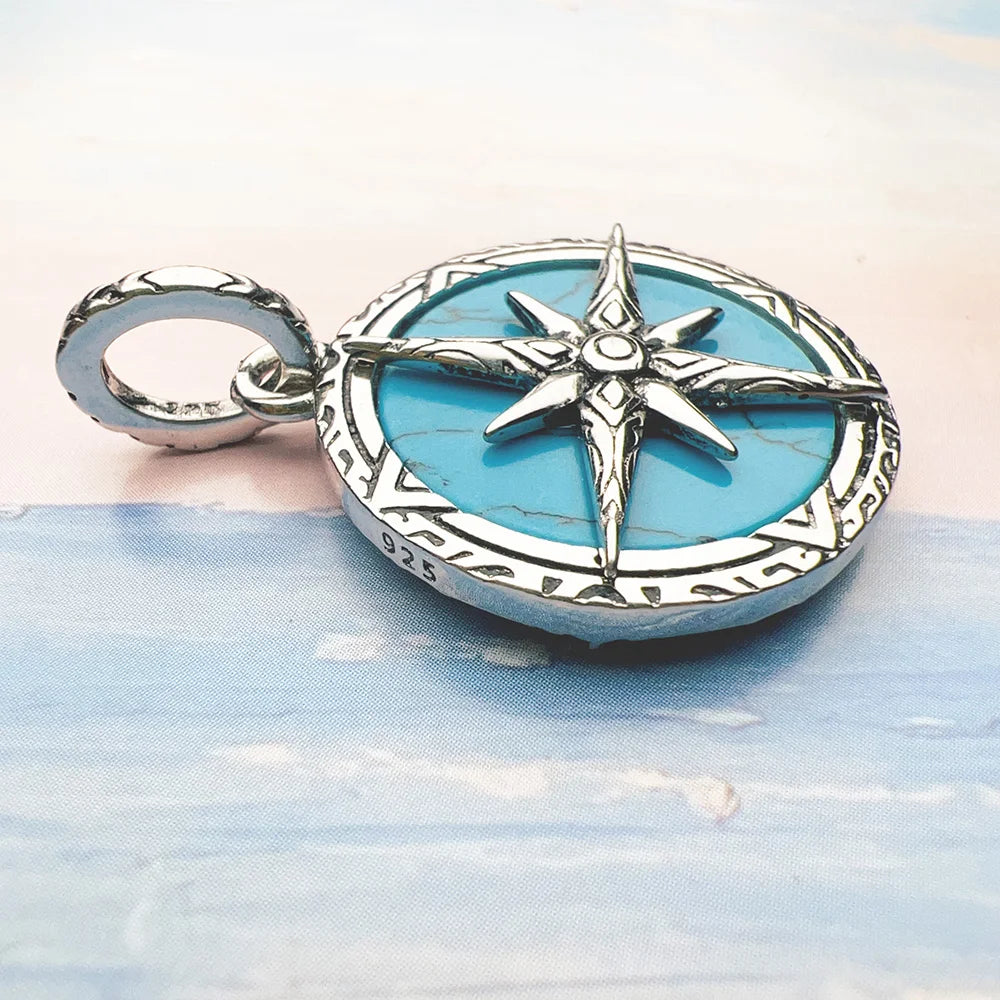 Compass Turquoise Pendant For Men