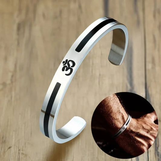 Men's OM Ohm Aum India Cuff Bangles Bracelets for Men