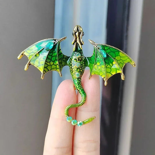 Retro Enamel Dragon Brooches for Women