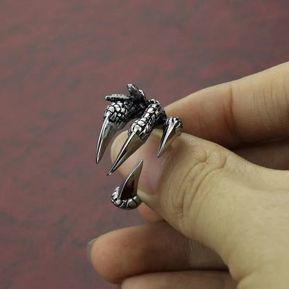 Silver Color Retro Eagle Claw Ring Men