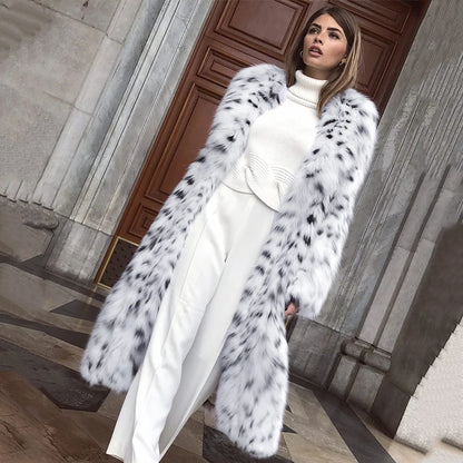 Fluffy Furry Leopard Faux Fur Coats Women