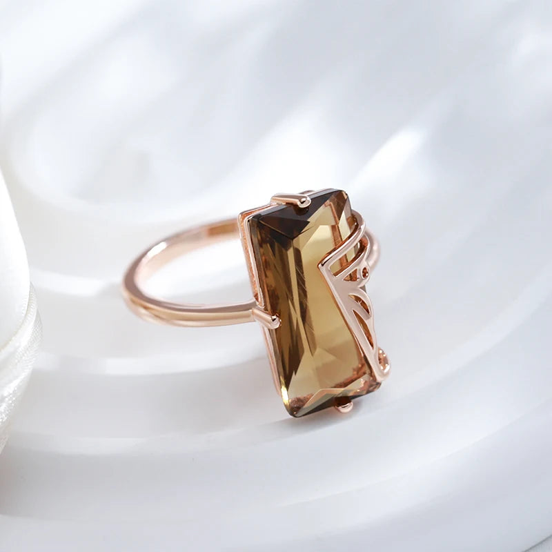 Light Brown Natural Zircon Ring for Women