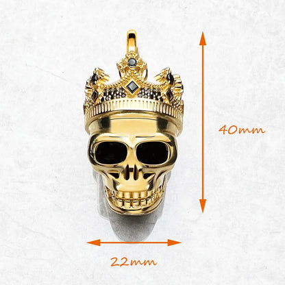 Pendant Golden Skull King with Crown For Men