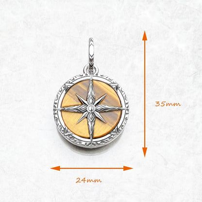 Pendant Compass Tiger Eye For Men