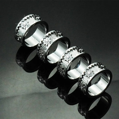 Stainless Steel Gear Ring Double Layer Rotatable Men