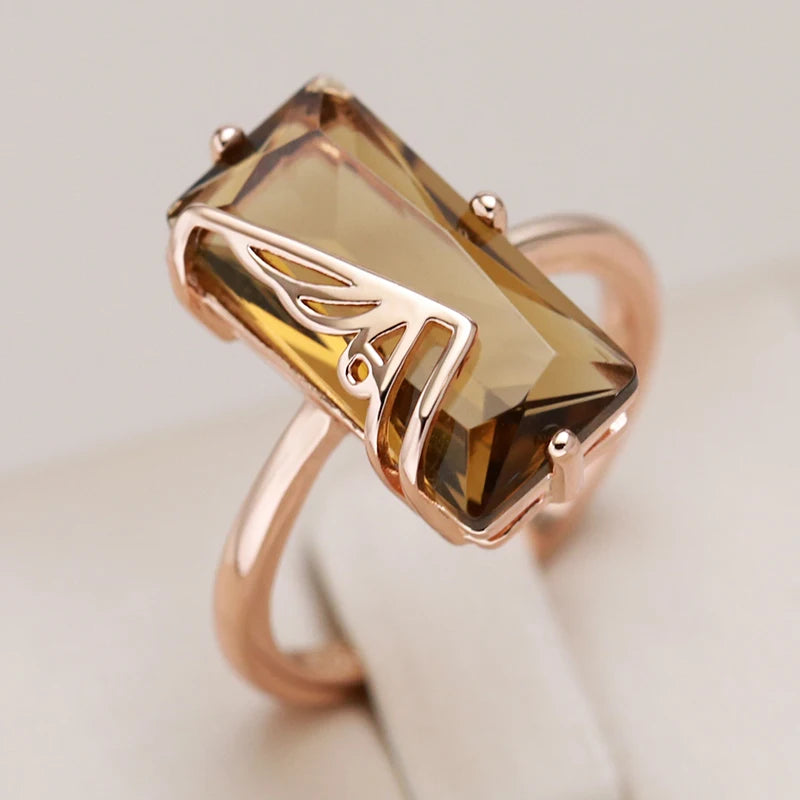 Light Brown Natural Zircon Ring for Women