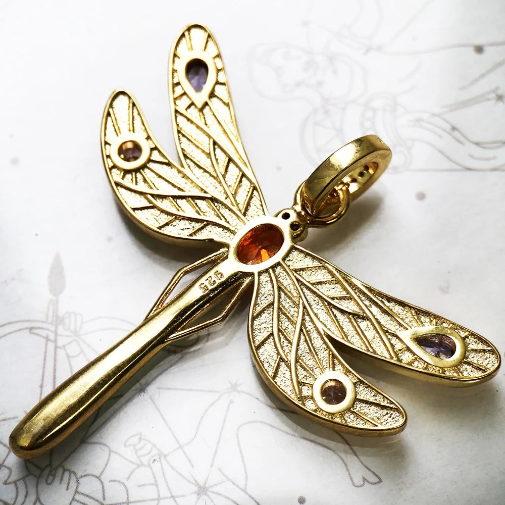 Pendant Golden Dragonfly For Women