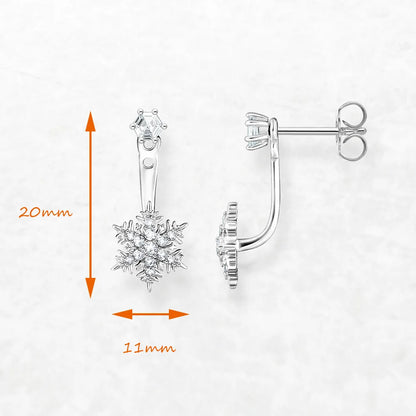 Snowflake with White Stones Ear Studs Earrings For Women