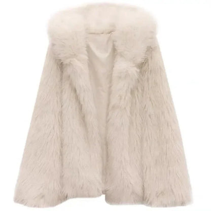 Trendy Hooded Faux Fur Coats super Warm Winter Furry Jacket Women