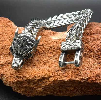 Stainless Steel Wolf Buckle Chain Bracelet for Men