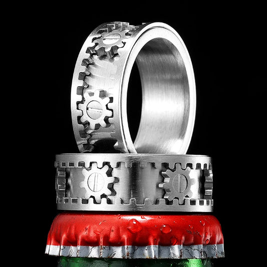 Gear Men Rings Stainless Steel