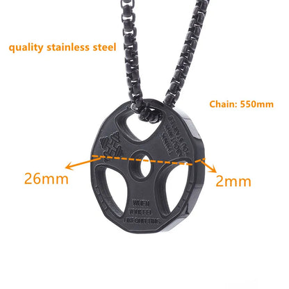 Dumbbell Pendant Gym Fitness Equipment Barbell Necklace Men